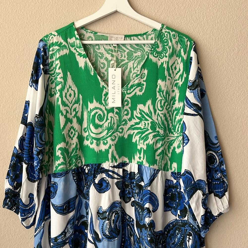 NWT Milano Italy %100 Viscose Tiered Dress Size 8 - Picture 2 of 8